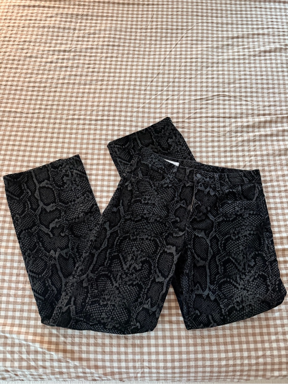Zara Black Snake-Print Kids Leggings